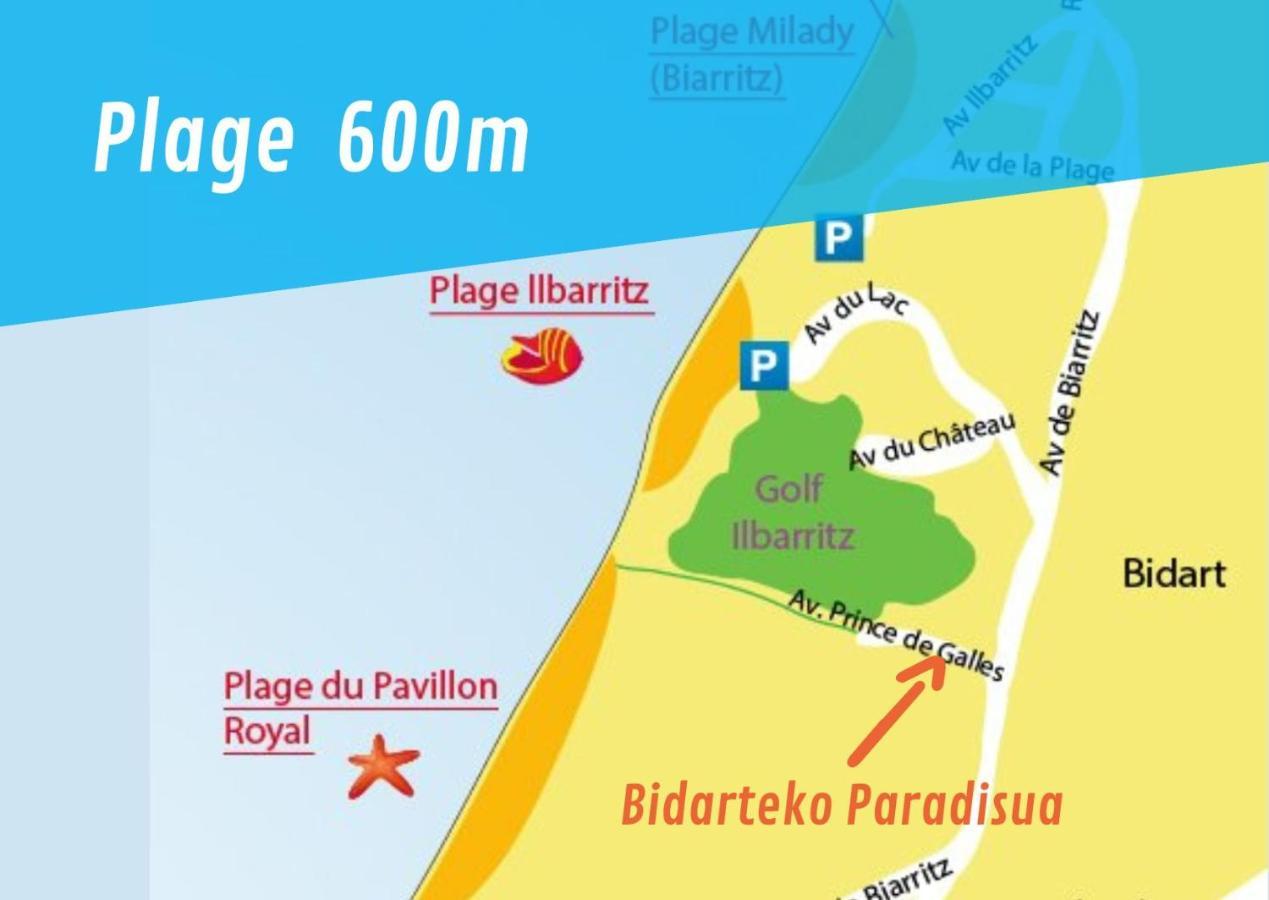 Bidarteko Paradisua Proche Plage, Golf, Parking エクステリア 写真